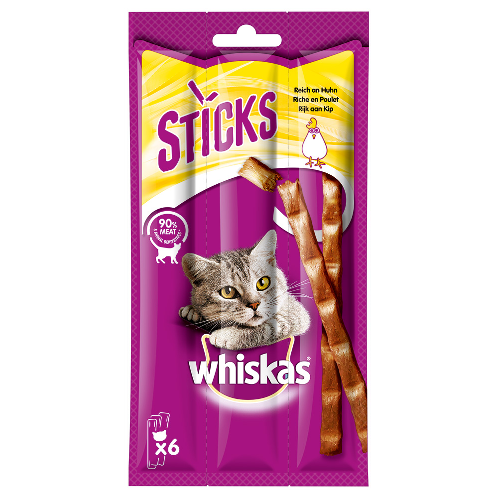 Whiskas Snacks zum Sonderpreis! - 14 x 36 g Sticks: Reich an Huhn von Whiskas