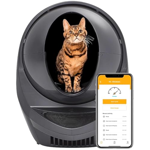 Litter-Robot 3 Connect von Whisker, Grau - Automatische, selbstreinigende Katzentoilette, hilft Gerüche zu reduzieren, funktioniert mit jedem klumpenden Katzenstreu von Whisker