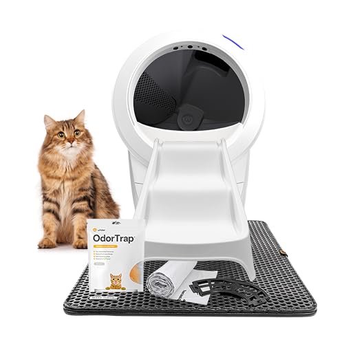 Litter-Robot 4 Complete Bundle von Whisker, Weiß - Automatische, selbstreinigende Katzentoilette, beinhaltet Litter-Robot 4, 6 OdorTrap Nachfüllpackungen, 50 Abfallbeutel, Rampe, Matte & Zaun von Whisker