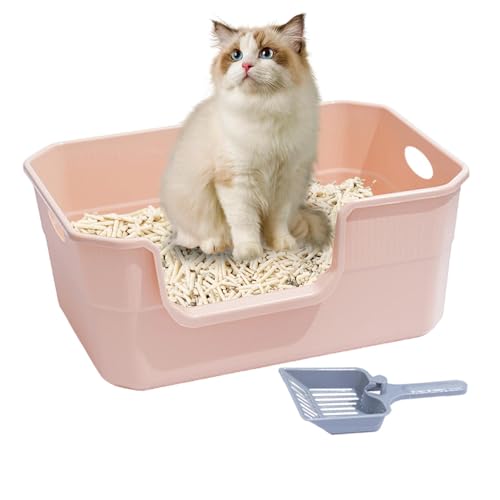 Eck-Katzentoilette – 50 x 35 x 22 cm, Oben offene Katzentoilette, extra Tiefe Katzentoilette, auslaufsichere Katzentoilette für große und kleine Katzen und Kätzchen von Whnbuij