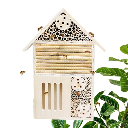 Gartenhäuser, Mason Bee House leer, Maurerkiste aus Naturholz – robuste und elegante Gartendekoration, langlebiger Bienenstock für Bestäuber und Fa von Whnbuij