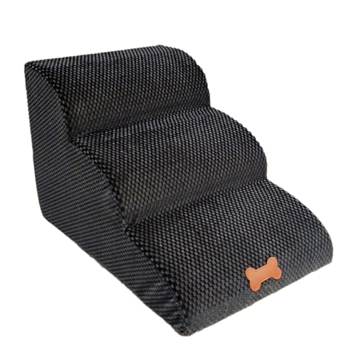 Hundetreppe – Haustiertreppe, Haustierrampe Leiter | 3-stufiges Schlafsofa Hundetreppe mit abnehmbarem, waschbarem, rutschfestem, verstellbarem Hundetreppe, Haustierleiter für Couch, Sofa – Schwarz von Whnbuij