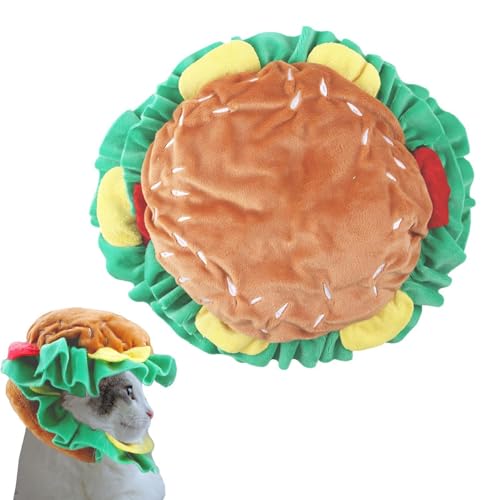 Katzen-Outfit-Mütze | Lustiger Hamburger-Plüschhut | Heaves of Cosplay-Kostüm, verstellbares Kostümzubehör, Haustierzubehör für Welpen Katzen-Outfit-Mütze | Lustiger Hamburger-Plüschhut | Heaves of Cosplay-Kostüm, verstellbares Kostümzubehör, Haustierzubehör für Welpen von Whnbuij