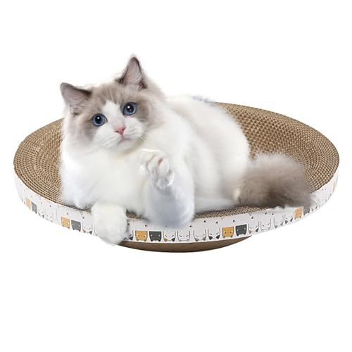 Katzenkratzbrett – Schüsselförmige Katzenkratzmatte, Katzenmöbel Kratzpads | Katzen schlafender Kratzbaum, ovale Form, glatte Ecken, Wellpapier, Katzenkratzmatte für Indoor-Katzen von Whnbuij