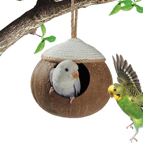 Kokosnüsse Vogelhaus für Käfig, natürliche Kokosnüsse Muschel Vogel Nest | Natural Coconuts Shell Birdhouse,Hummingbird Pet Cage Habitats, kleine Tiere Haus, Papageihöhle für Terrasse, Garten von Whnbuij