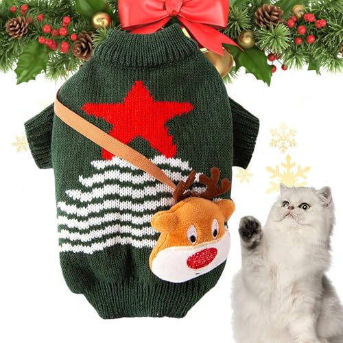 Strickpullover für Haustiere | Katzenjacke im Weihnachtsstil mit Tasche, warmer Mantel für Katzen, weiche Kleidung für Kätzchen, bequeme Winterkleidung für Hunde für Reisen, Winter, Chio Strickpullover für Haustiere | Katzenjacke im Weihnachtsstil mit Tasche, warmer Mantel für Katzen, weiche Kleidung für Kätzchen, bequeme Winterkleidung für Hunde für Reisen, Winter, Chio von Whnbuij