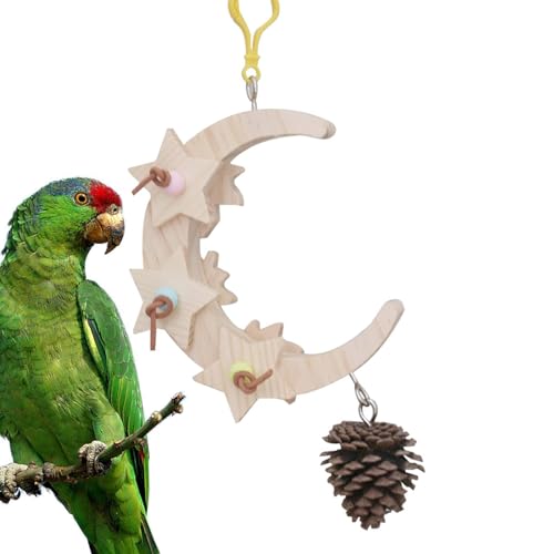 Vogelpapageien-Swingspielzeug, Haustiervogelschwung, Pinecone Wooden Funny Chewer Moon Shape, lustiges Papageienspielzeug, Haustier-Vogelkäfig-Zubehör für den Kall Vogelpapageien-Swingspielzeug, Haustiervogelschwung, Pinecone Wooden Funny Chewer Moon Shape, lustiges Papageienspielzeug, Haustier-Vogelkäfig-Zubehör für den Kall von Whnbuij