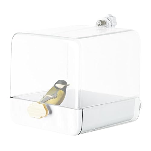 Vogeltränkekäfig, Vogeltränke für Käfig,Transparente Vogelduschbadewanne - Vogelkäfigzubehör mit Haken und unterer Schublade, Vogeltränke für den Innenbereich für kleine Vögel, Kanariensittiche von Whnbuij