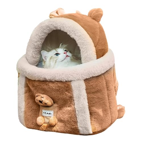 Warme Katzentragetasche – Warmer Katzentrage-Rucksack, Haustier-Schultertragetasche | Haustier-Umhängetasche mit Öffnung oben, Winter-Tragerucksack für kleine Katzen und Hunde (28 x 21 x 36 cm/32 x 25 von Whnbuij