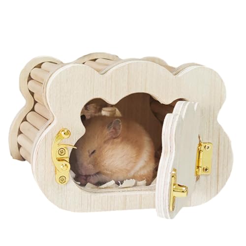 Whnbuij Hamster-Nest-Versteck – kleines Hamster-Holzhaus, kleine Haustier-Wald-Lebensraum-Dekoration | von Whnbuij