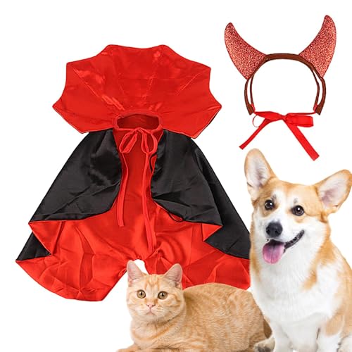 Whnbuij Katzen-Halloween-Kostüme, verstellbarer Halloween-Katzenumhang, kreative Urlaubskostüme, Katzen-Cosplay-Bekleidung für kleine, mittelgroße Hunde, Katzen Whnbuij Katzen-Halloween-Kostüme, verstellbarer Halloween-Katzenumhang, kreative Urlaubskostüme, Katzen-Cosplay-Bekleidung für kleine, mittelgroße Hunde, Katzen von Whnbuij