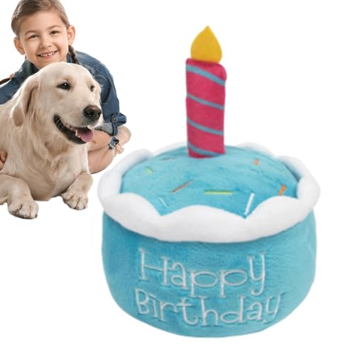 Whnbuij Welpenspielzeugkuchen - Kauspielzeug zum Geburtstag des Hundes, kreative Geburtstagsgeschenke,Plüsch-Kuchen-Hundespielzeug, Welpen-Kuchen-Welpen-Cupcake-Plüsch-Geschenk für und M von Whnbuij