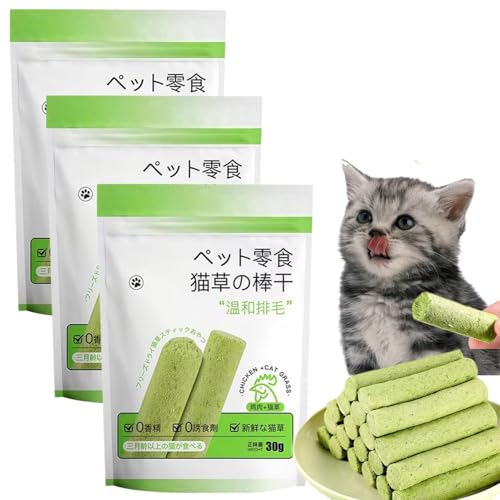 Katzengras Sticks, Cat Grass Teething Stick, Beißstäbe Aus Katzengras Für Hauskatzen, Katze Gras Reinigung Zahnen Stick, 6 Stück Kätzchengras-Beißstäbchen, Verbessern Die Verdauung (3 Packung) von Whnnssw