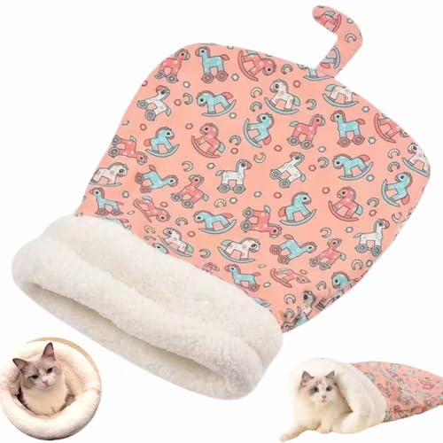 Katzenschlafsack für Hauskatzen, Gemütlicher und Warmer Plüsch-Katzen Schlafsack für den Winter, Cat Sleeping Bag, Flauschiger Tunnel für Katzen bis 7,5 kg (B) von Whnnssw