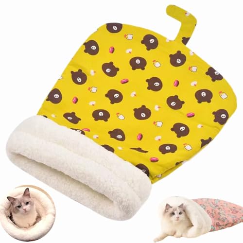 Katzenschlafsack für Hauskatzen, Gemütlicher und Warmer Plüsch-Katzen Schlafsack für den Winter, Cat Sleeping Bag, Flauschiger Tunnel für Katzen bis 7,5 kg (C) von Whnnssw