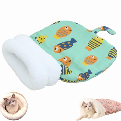 Katzenschlafsack für Hauskatzen, Gemütlicher und Warmer Plüsch-Katzen Schlafsack für den Winter, Cat Sleeping Bag, Flauschiger Tunnel für Katzen bis 7,5 kg (D) von Whnnssw