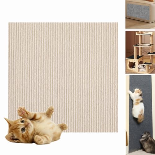 Zuschneidbares Selbstklebendes Katzenkratzbrett, Kratzmatte Selbstklebend, Katzenkratzmatten Selbstklebend, Wiederverwendbarer Selbstklebende Kratzmatte für Katzen (Khaki,30 * 100cm) von Whnnssw