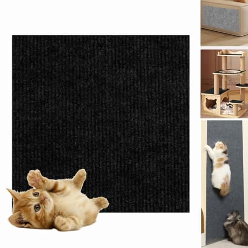 Zuschneidbares Selbstklebendes Katzenkratzbrett, Kratzmatte Selbstklebend, Katzenkratzmatten Selbstklebend, Wiederverwendbarer Selbstklebende Kratzmatte für Katzen (Schwarz,30 * 100cm) von Whnnssw