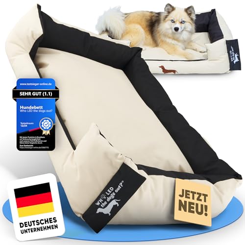 Who LED the dogs out?® Hundebett robust für große & kleine Hunde [Hundebett waschbar] – Hundesofa herausnehmbares Kissen - Dog Bed Indoor Outdoor mittlere Hunde gepolstert - jetzt Farbe wählen von Who LED the dogs out?