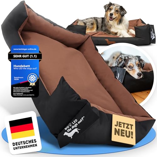 Who LED the dogs out?® Hundebett robust für große & kleine Hunde [Hundebett waschbar] – Hundesofa herausnehmbares Kissen - Dog Bed Indoor Outdoor mittlere Hunde gepolstert - jetzt Farbe wählen von Who LED the dogs out?