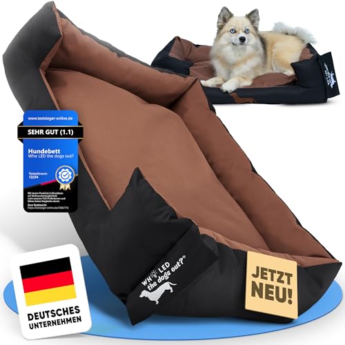 Who LED the dogs out?® Hundebett robust für große & kleine Hunde Welpen Senior [Hundebett waschbar] – Hundesofa Hundekorb Kissen hell dunkel - mittlere Hunde gepolstert - jetzt Farbe wählen von Who LED the dogs out?