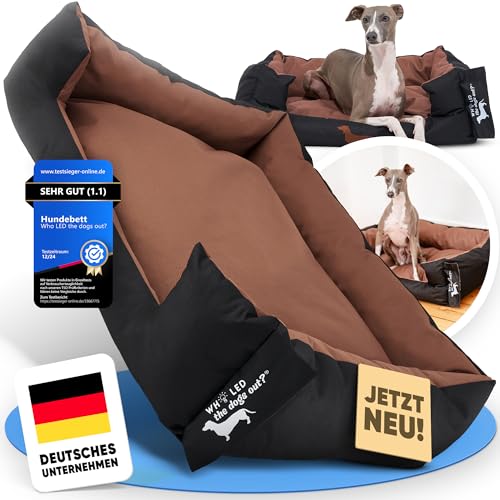 Who LED the dogs out?® Hundebett robust für große & kleine Hunde Welpen Senior [Hundebett waschbar] – Hundesofa Hundekorb Kissen hell dunkel - mittlere Hunde gepolstert - jetzt Farbe wählen von Who LED the dogs out?