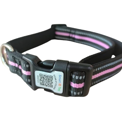 Hundehalsband, gepolstert mit weichem Neopren, atmungsaktiv, Schnellverschluss, Basic-Hundehalsbänder für kleine, mittelgroße und große Hunde (Rosa, L) von WhoseID