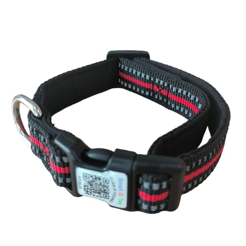 Hundehalsband, gepolstert mit weichem Neopren, atmungsaktiv, Schnellverschluss, Basic-Hundehalsbänder für kleine, mittelgroße und große Hunde (Rot, L) von WhoseID