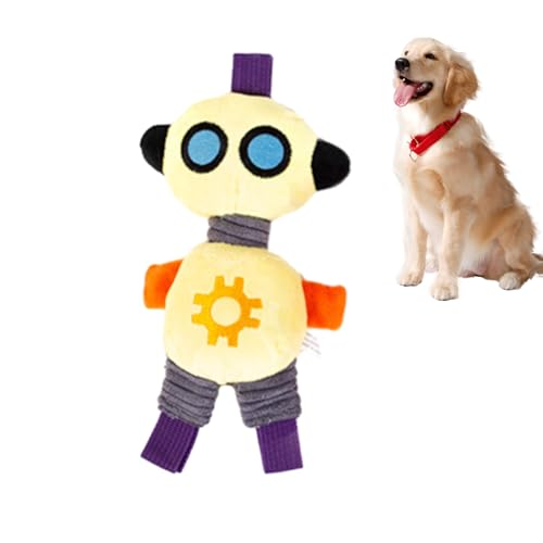 Whrcy Haustier-Plüsch-Soundspielzeug, Hunde-Quietschspielzeug,Hunde-Plüsch-Kauspielzeug mit Geräusch - Wiederverwendbares Roboter-Plüsch-Kauspielzeug, Hunde-Beißspielzeug für kleine, mittelgroße von Whrcy