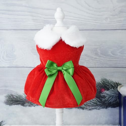 1 x Hunde-Weihnachtskostüm, Welpenkleid, Hunde-Weihnachtskostüm, Welpenkleid, Weihnachtsmann, Haustierkleidung, Samtrock (E) von Whychstore