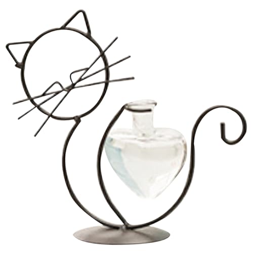 Propagationsstationen, Sitzenkatze -Propagations -Vase -Halter, Metallpflanzen -Terrarium -Desktop -Pflanzenglashalter mit Herzform -Glühbirnenvase für Hydroponikpflanzen -Ausbreitungsstationen von Whyzsjnclg