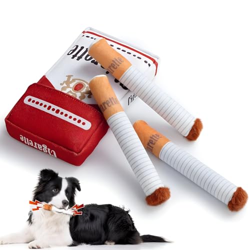 WideSmart Hundespielzeug Zigarette, 1 Stück interaktives Zigaretten-Hundespielzeug, Plüsch-Hundespielzeug,Hundespielzeug quietschendes mit Einer Box, für Welpen,Kleine Hunde und Mittelgroße Hunde von WideSmart