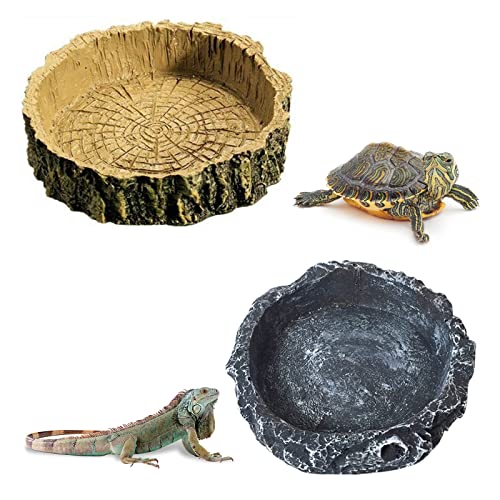 WideSmart Reptilien Wasser Tablett,2 Stück Reptilien-Feeder Reptilien Fressnapf Reptile Feeder Dish Reptile Näpfe Reptilien Wasserschale Reptil Food Bowl für Reptilien Schildkröte Eidechse Chamäleon von WideSmart