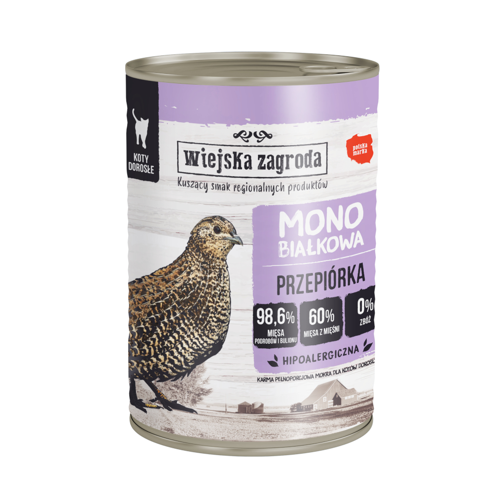 Sparpaket Wiejska Zagroda Cat Monoprotein 24 x 400 g - Wachtel von Wiejska zagroda