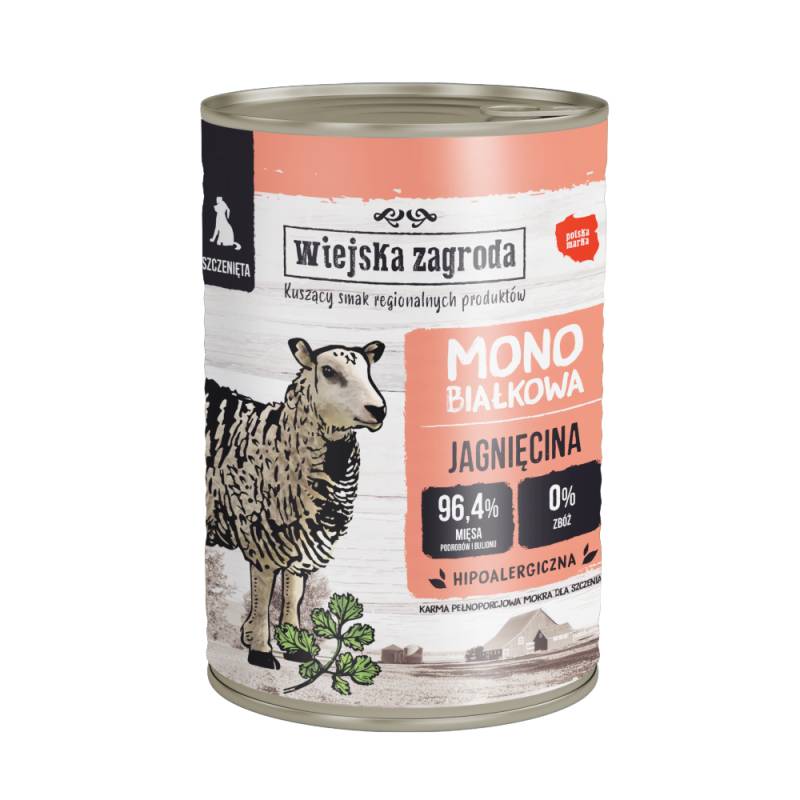 Sparpaket Wiejska Zagroda Dog 24 x 400 g - Puppy Lamm von Wiejska zagroda