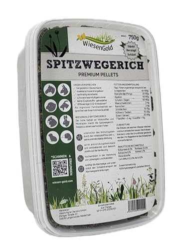 WiesenGold® Spitzwegerich Pellets/Cobs (750g) – natürliche Kräuter gegen Leberegel und Kokzidien bei Tieren, naturnaher und insektenschonender Anbau von WiesenGold