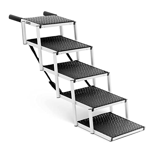 Wiesenfield WIE-PETSTEP-100 Hundetreppe Höhe: 71 cm 68 kg 5 Stufen Hunderampe Treppe Hundetreppe Auto von Wiesenfield