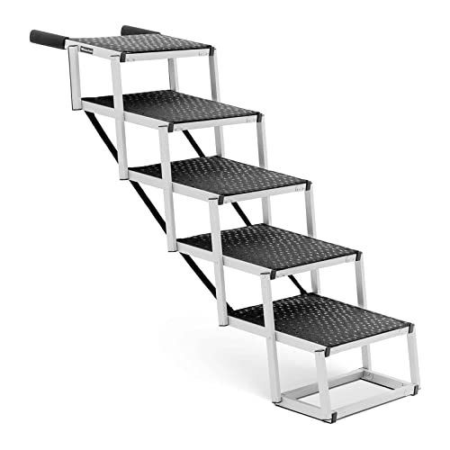 Wiesenfield WIE-PETSTEP-103 Hundetreppe Höhe: 81 cm 68 kg 5 Stufen Hunderampe Treppe Hundetreppe Auto von Wiesenfield