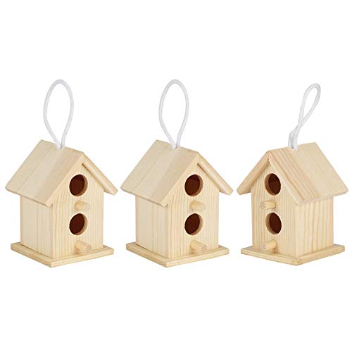 Vogelhaus-Dekoration, Garten-Vogelhaus, Nistkäfig-Ornament, Platanenholz, Kreative Vogelnest-Ornamente, Innovatives 3-teiliges DIY-Set aus Holz für Vogelhäuschen aus Bergahornholz von Wifehelper