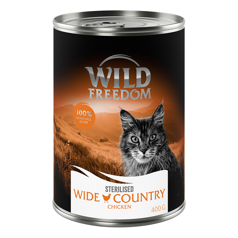 10 € Cyber-Rabatt erbeuten! 24 x 400 g Wild Freedom Nassfutter - Sterilised: Wide Country - Huhn pur von Wild Freedom