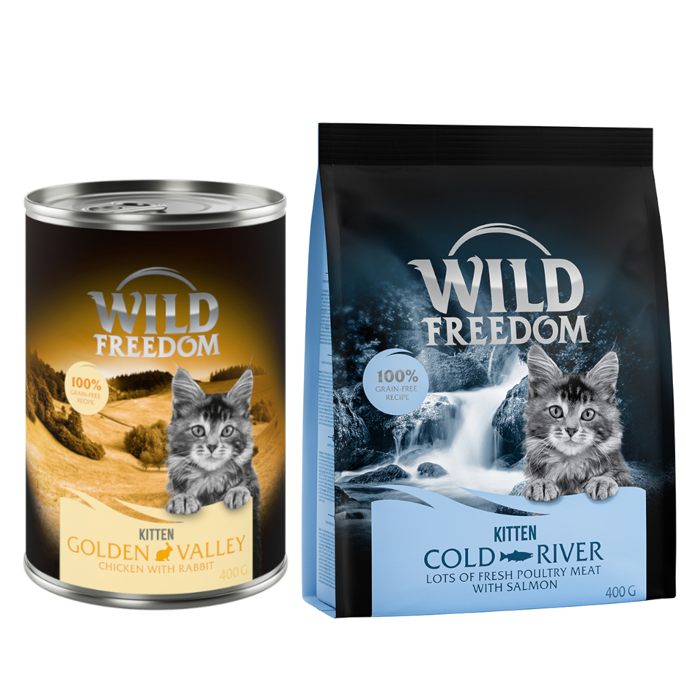 12 x 400 g Wild Freedom Nassfutter + 400 g Trockenfutter zum Sonderpreis! - Kitten: Golden Valley - Kaninchen & Huhn von Wild Freedom