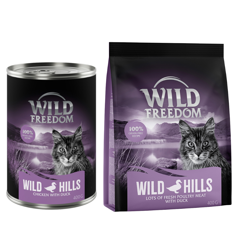 12 x 400 g Wild Freedom Nassfutter + 400 g Trockenfutter zum Sonderpreis! - Wild Hills - Ente & Huhn von Wild Freedom