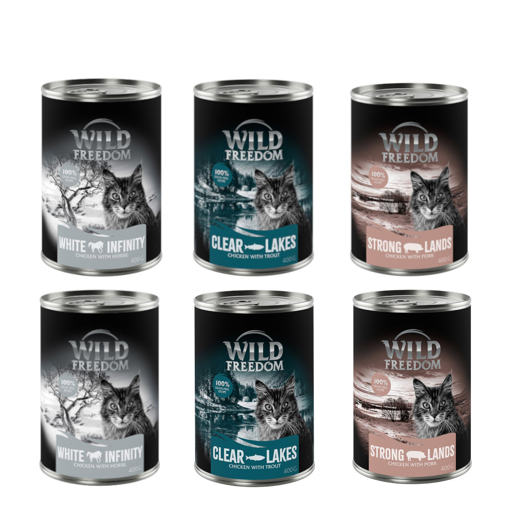 12 x 400 g Wild Freedom Nassfutter zum Sonderpreis! - Mixpaket 3:  4x Forelle, 4x Schwein, 4x Pferd von Wild Freedom