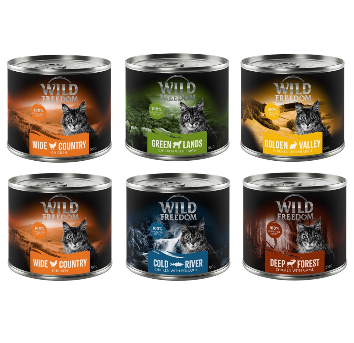 24 x 200 g Wild Freedom + 45 g Hühnerherzen gratis! - Adult Mixpaket 1 (5 Sorten) von Wild Freedom