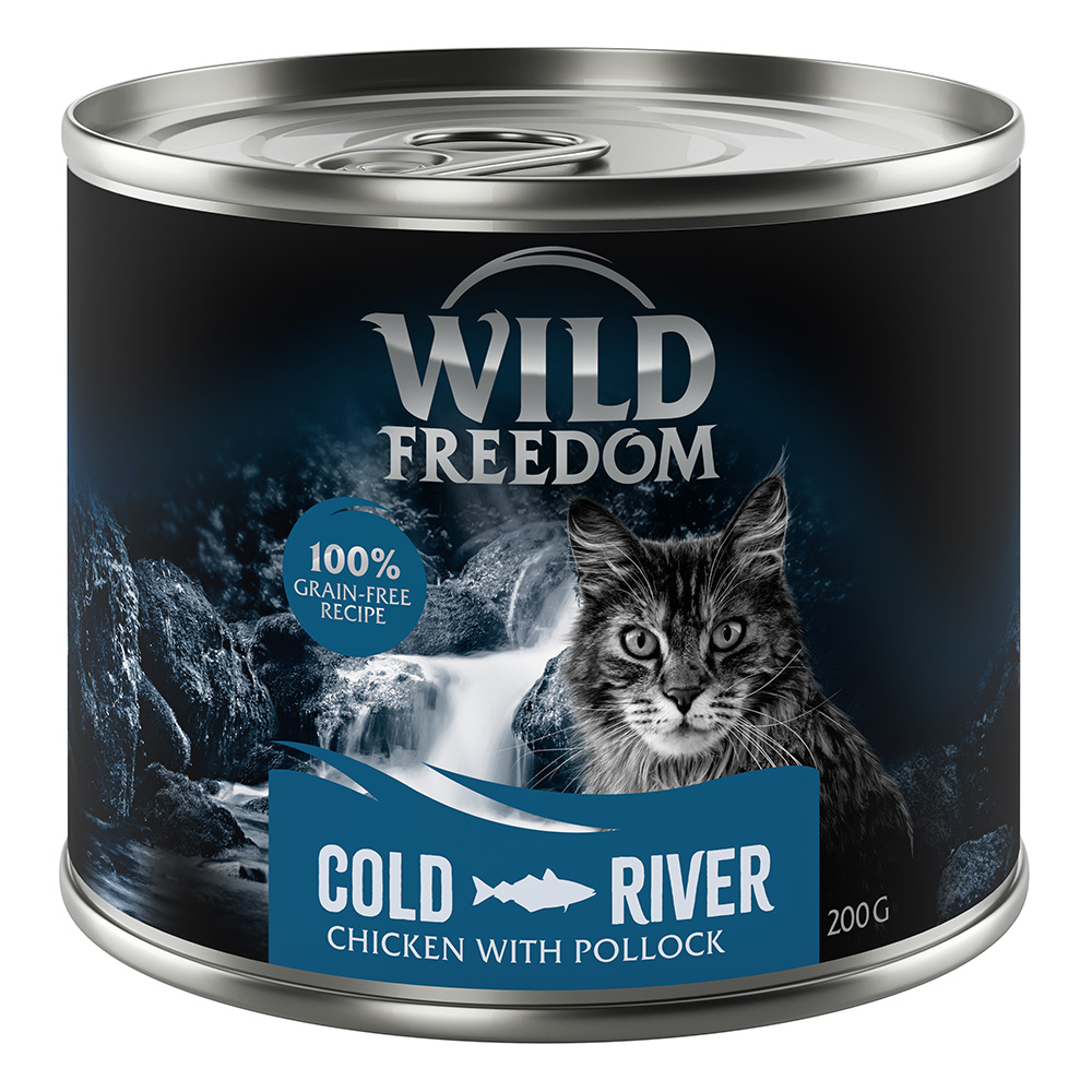 24 x 200 g Wild Freedom + 45 g Hühnerherzen gratis! - Cold River - Seelachs & Huhn von Wild Freedom