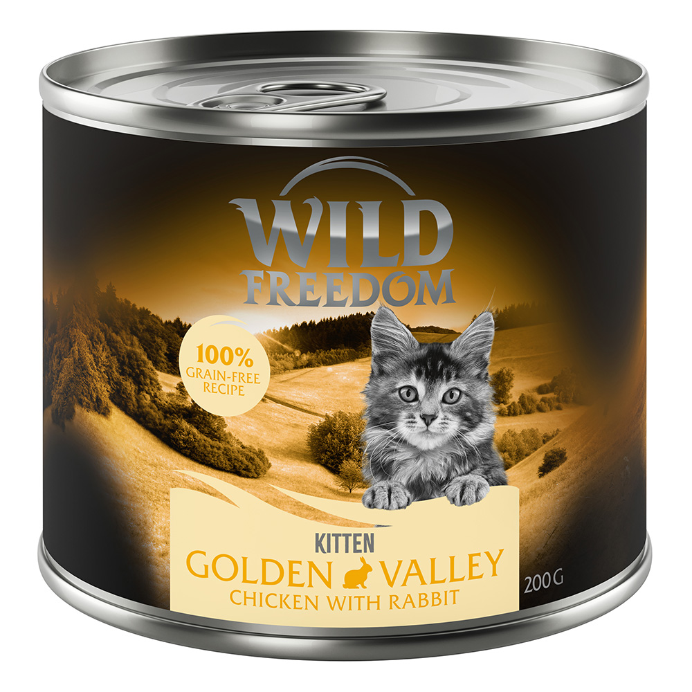 24 x 200 g Wild Freedom + 45 g Hühnerherzen gratis! - Kitten Golden Valley - Kaninchen & Huhn von Wild Freedom