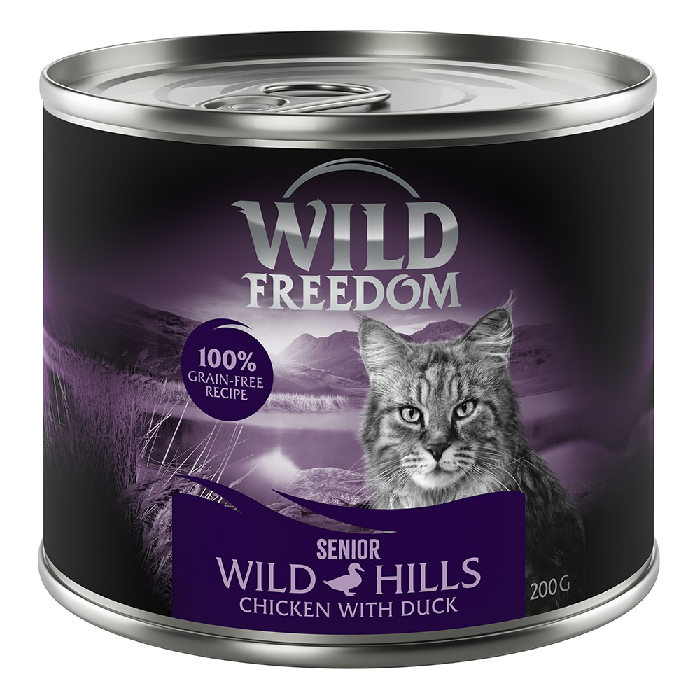 24 x 200 g Wild Freedom + 45 g Hühnerherzen gratis! - Senior Wild Hills Ente & Huhn von Wild Freedom