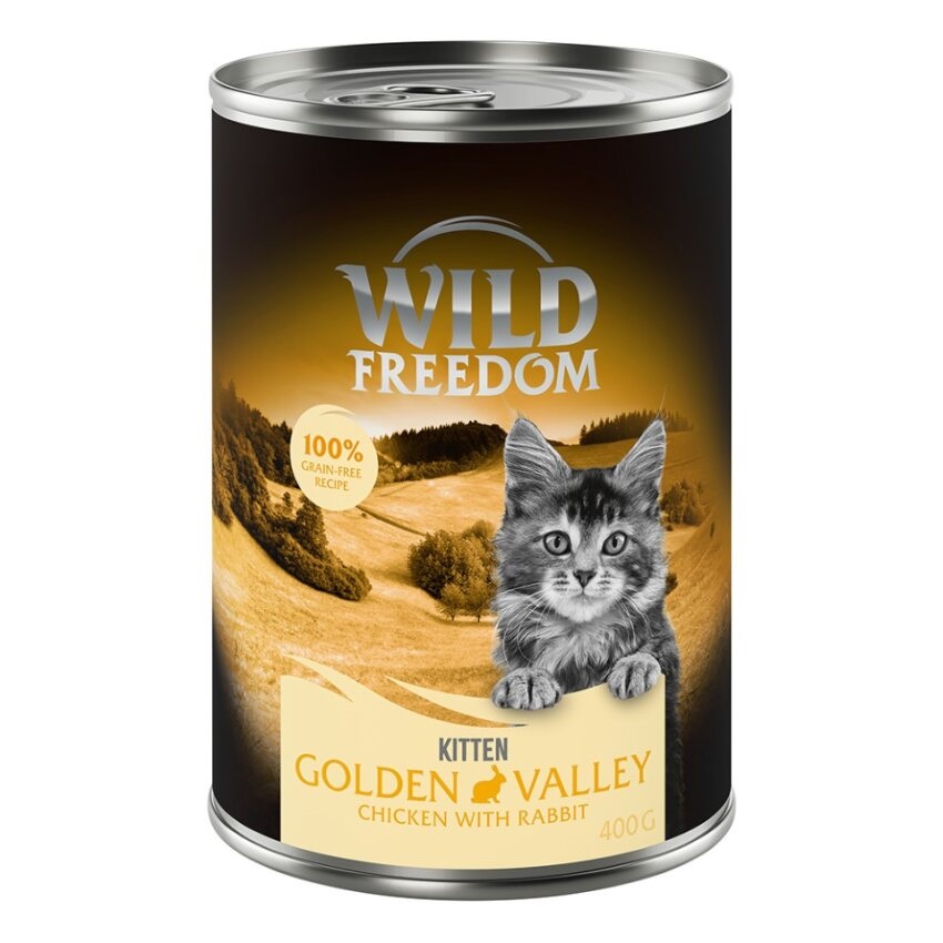5 + 1 gratis! 6 x 400 g Wild Freedom (getreidefreie Rezeptur) - Kitten: Golden Valley - Kaninchen & Huhn von Wild Freedom