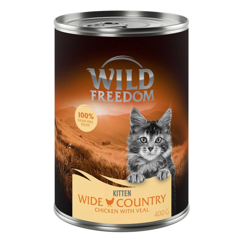 5 + 1 gratis! 6 x 400 g Wild Freedom (getreidefreie Rezeptur) - Kitten: Wide Country - Kalb & Huhn von Wild Freedom