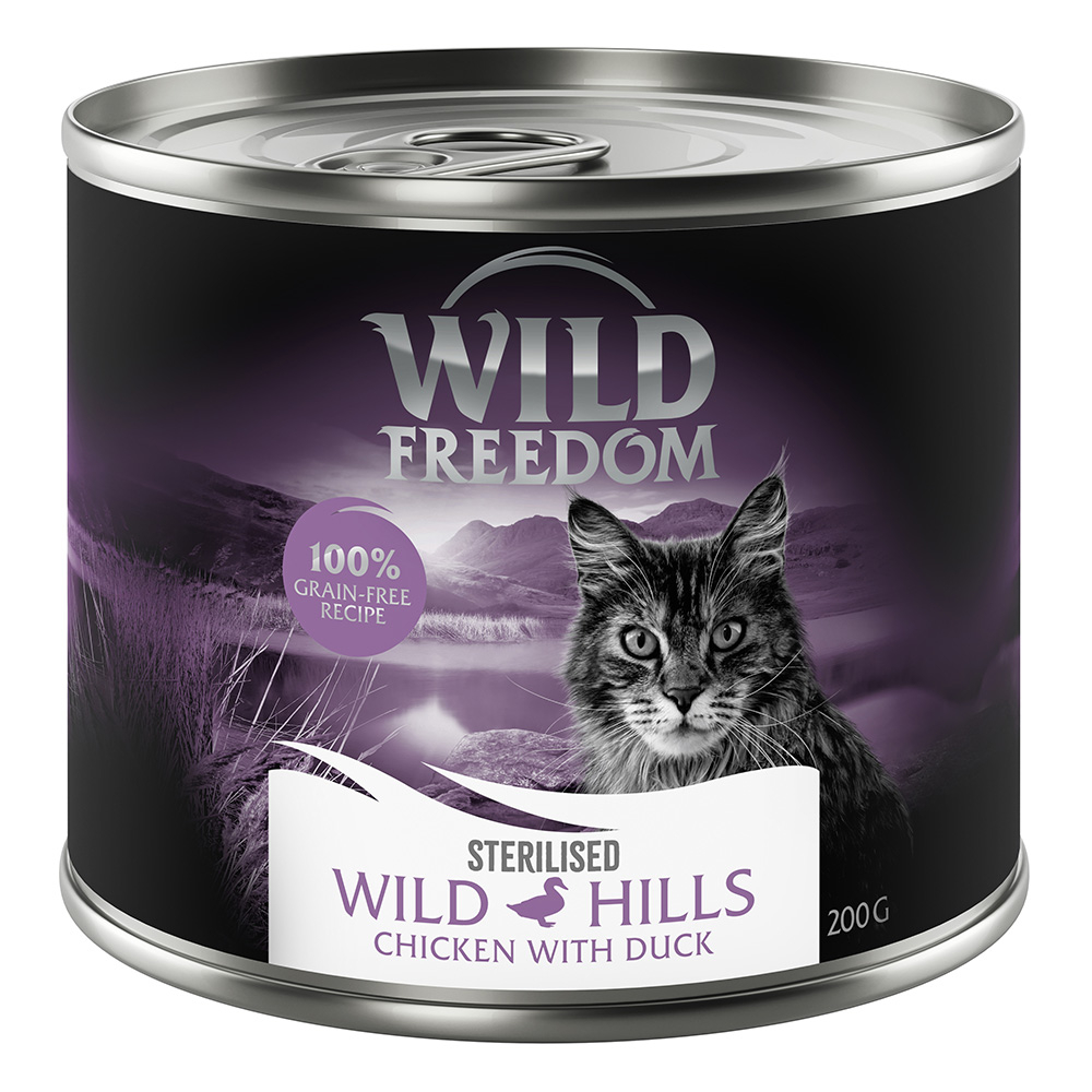 5 + 1 gratis! Wild Freedom 6 x 200 g - Sterilised Wild Hills - Ente & Huhn von Wild Freedom